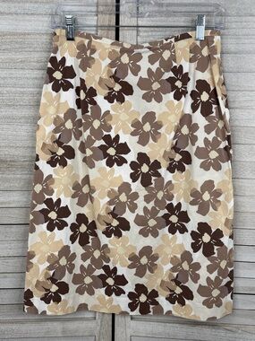 BANANA REPUBLIC Women's Floral A-Line Knee Length Skirt Neutrals-4
